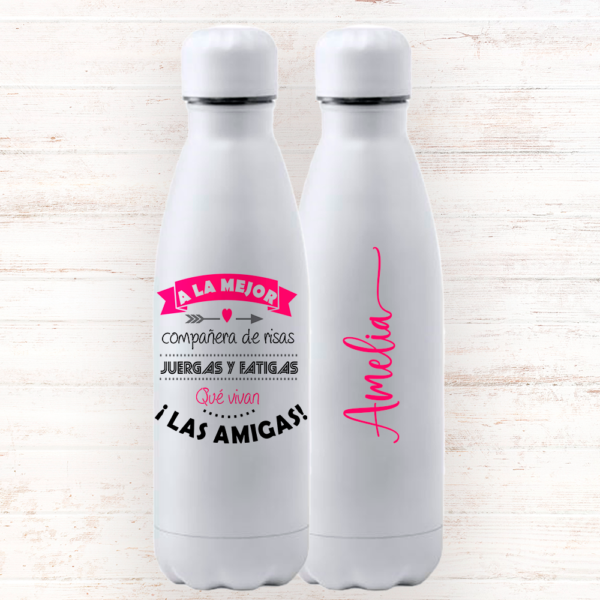 Botella personalizada «A la mejor compañera de risas»