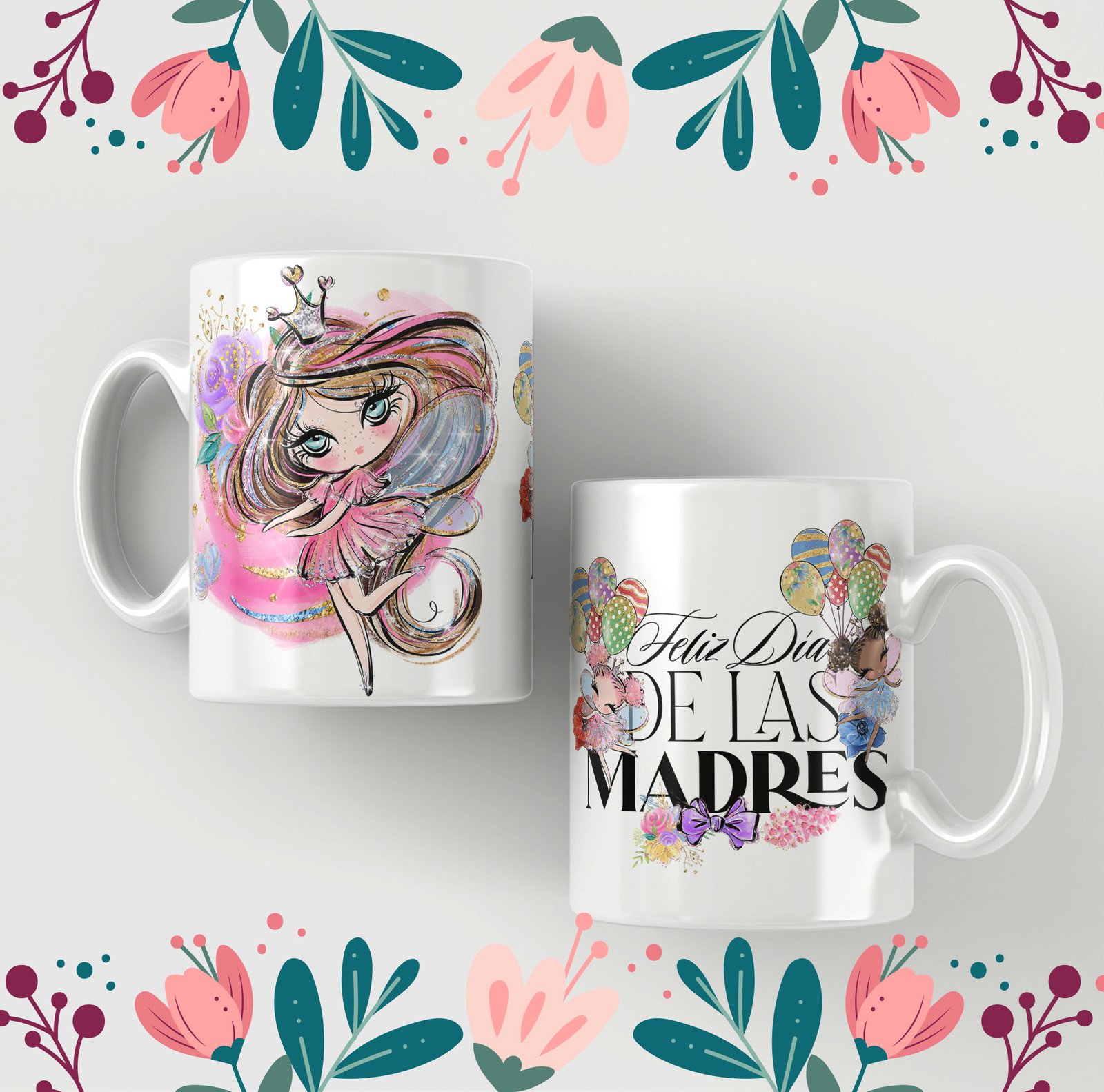 5 Mockup Taza Mamá Caricatura